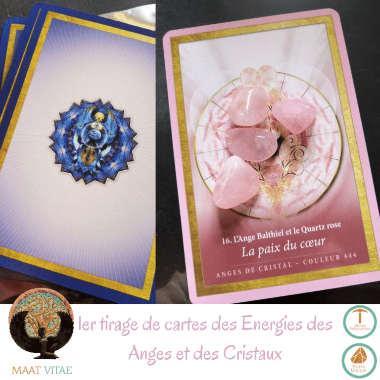 Premier tirage de cartes anges et cristaux : la Paix du Coeur - Quartz Rose et Ange Balthiel