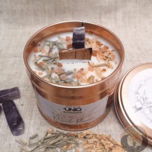 Bougie végétale naturelle et améthyste équitable ~ Rituel Blanc
