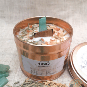 Bougie végétale naturelle et Aventurine verte équitable ~ Rituel Blanc