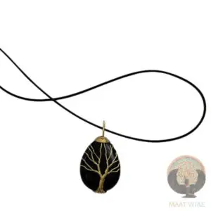 Collier Arbre doré en Obsidienne noire