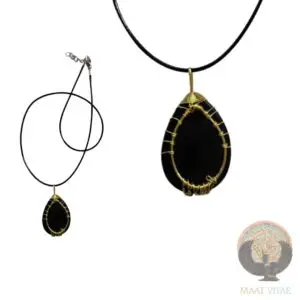 Collier Arbre doré en Obsidienne noire