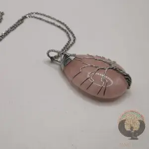 Pendentif Arbre de vie Quartz Rose