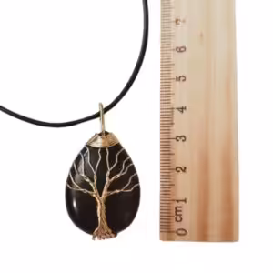 pendentif arbre dorée obsidienne - Maât Vitae - Saint-Brieuc